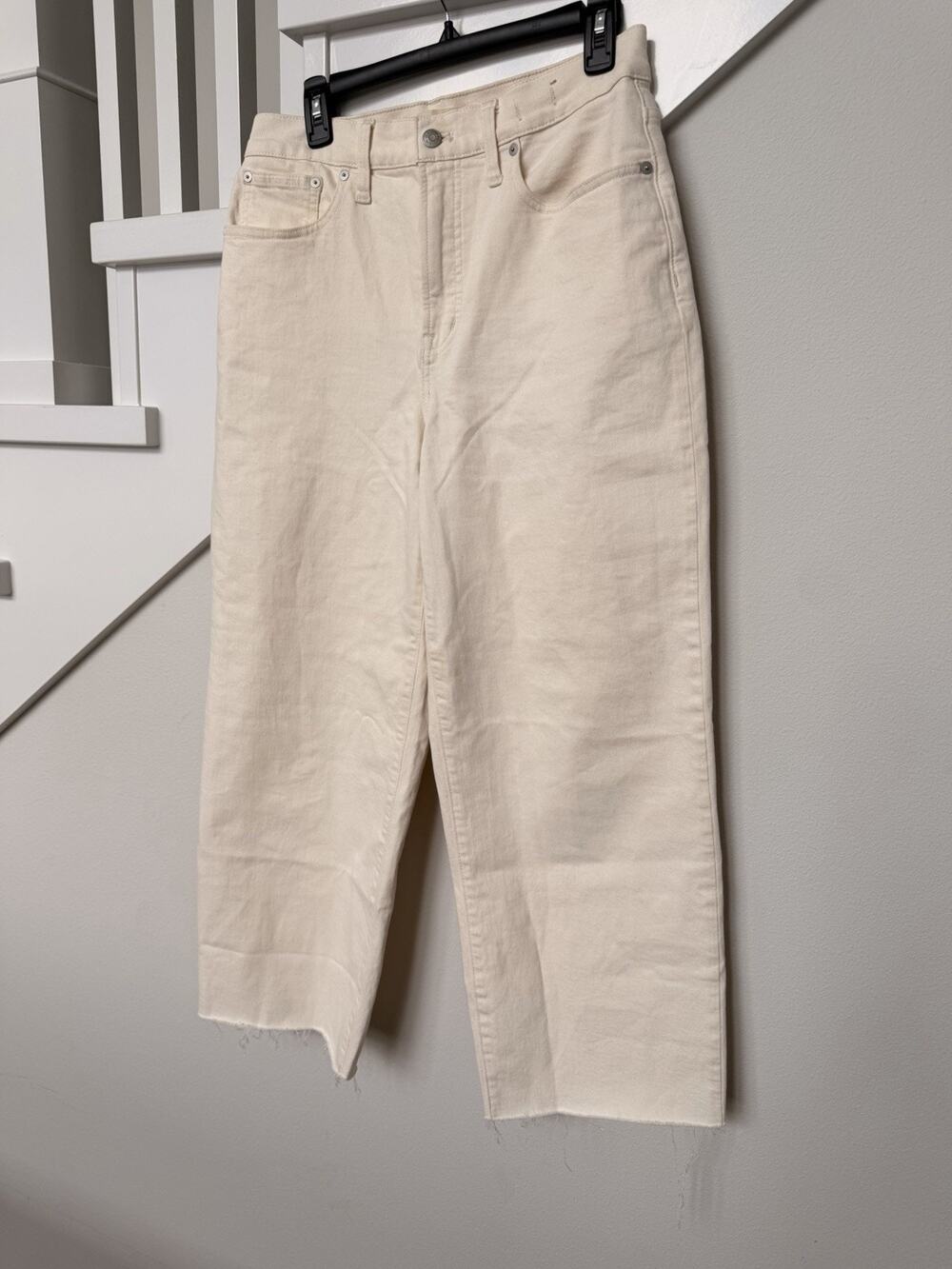 Madewell Perfect Vintage Wide-Leg Crop Jeans Womens 29x26 Cream Preppy Summer